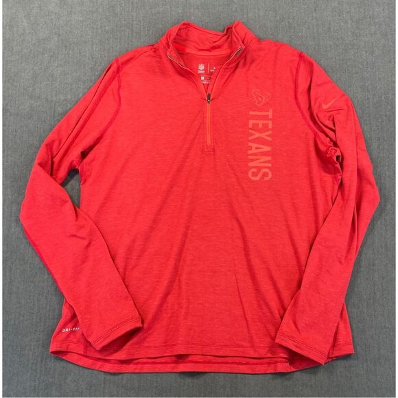 Nike‎ Houston Texans Quarter Zip Pullover Men 2XL Red Dri-Fit NFL Street Style - Picture 1 of 10